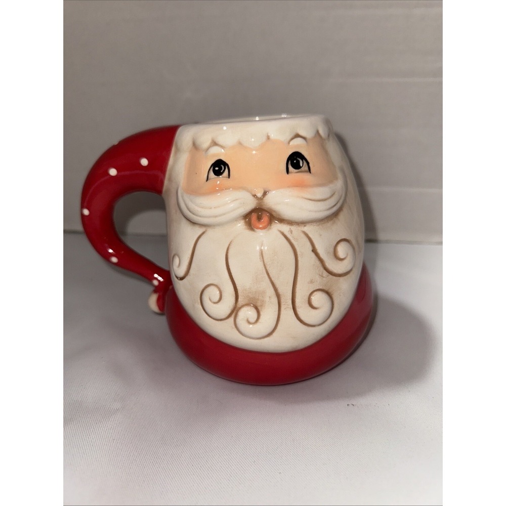 Johanna Parker Transpac Santa‎ Claus Coffee Mug Christmas Polka Dot Handle Ceram